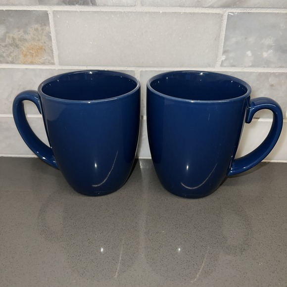 Corelle Other - Set of Two (2) Corelle Stoneware Ocean Blue Cobalt Blue Coffee Tea Mugs MINT EUC